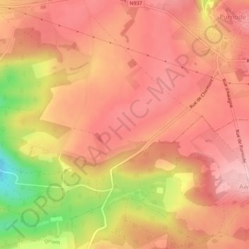 Mappa topografica Chirmont, altitudine, rilievo
