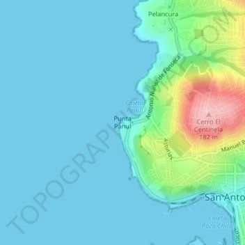 Mappa topografica Punta Panul, altitudine, rilievo