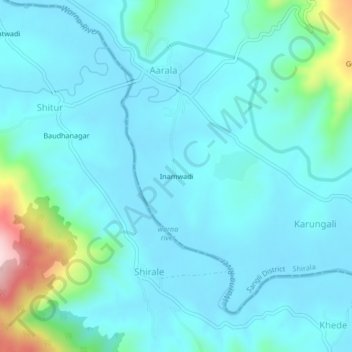 Mappa topografica Inamwadi, altitudine, rilievo