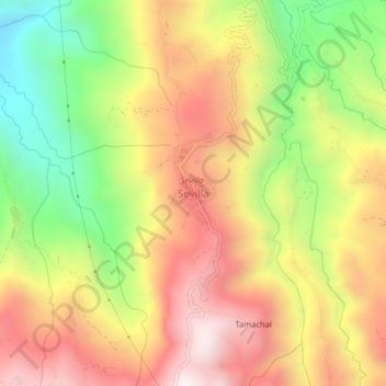 Mappa topografica Sevilla, altitudine, rilievo