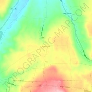 Mappa topografica Brothertown, altitudine, rilievo