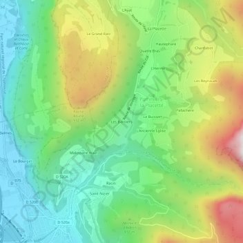 Mappa topografica Les Barniers, altitudine, rilievo
