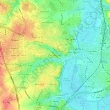 Mappa topografica Saint-Eutrope, altitudine, rilievo