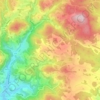 Mappa topografica Landshut, altitudine, rilievo