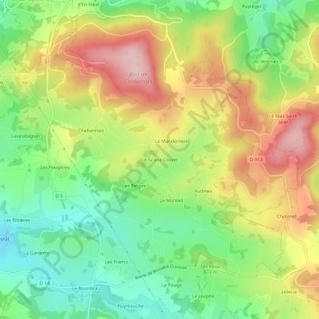 Mappa topografica Le Grand Couret, altitudine, rilievo