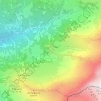 Mappa topografica Horen, altitudine, rilievo