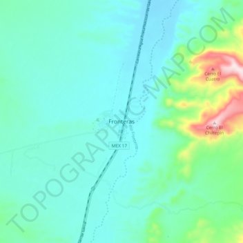 Mappa topografica Fronteras, altitudine, rilievo