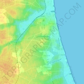 Mappa topografica Bages, altitudine, rilievo