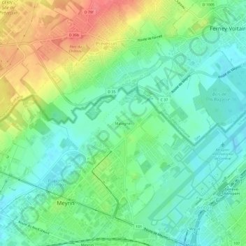 Mappa topografica Mategnin, altitudine, rilievo