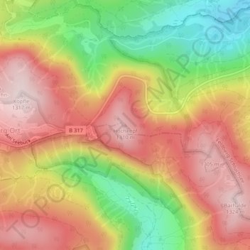 Mappa topografica Hochkopf, altitudine, rilievo