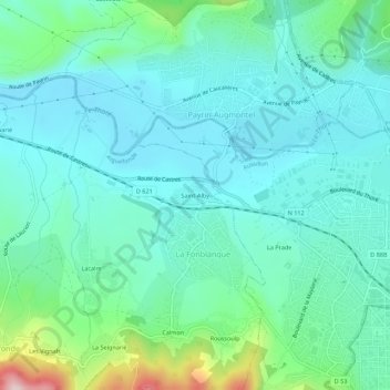 Mappa topografica Saint-Alby, altitudine, rilievo