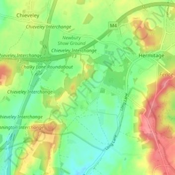 Mappa topografica Curridge, altitudine, rilievo