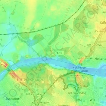 Mappa topografica Knoop, altitudine, rilievo