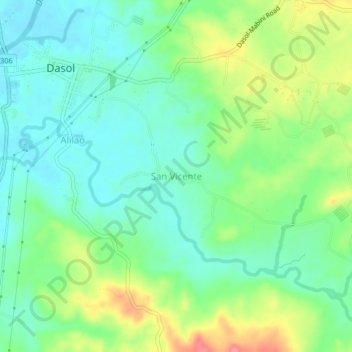 Mappa topografica San Vicente, altitudine, rilievo
