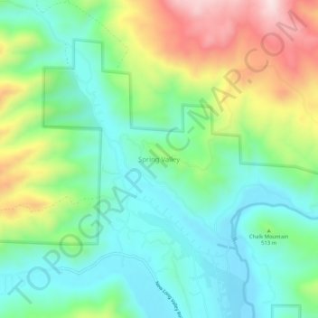 Mappa topografica Spring Valley, altitudine, rilievo