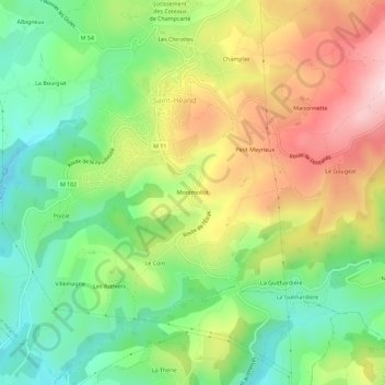 Mappa topografica Montmollot, altitudine, rilievo