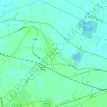Mappa topografica Vigarano Pieve, altitudine, rilievo