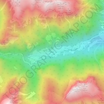 Mappa topografica Palue, altitudine, rilievo