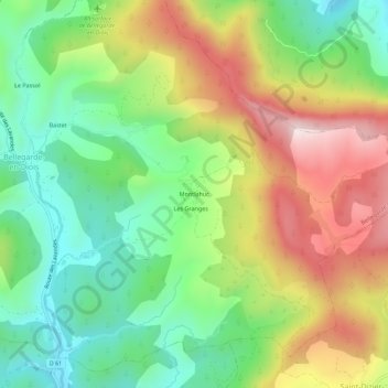 Mappa topografica Montlahuc, altitudine, rilievo