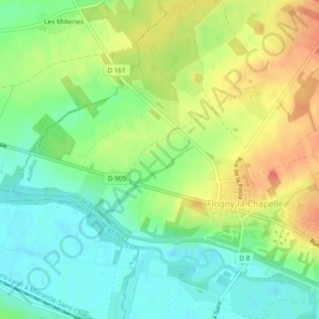 Mappa topografica Fret, altitudine, rilievo