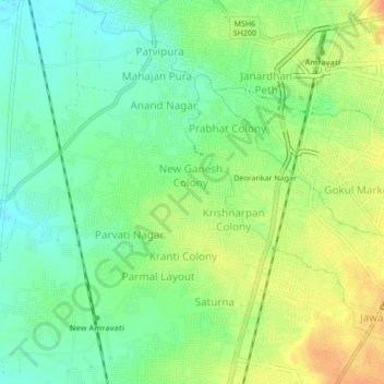 Mappa topografica Sangani Nagar, altitudine, rilievo