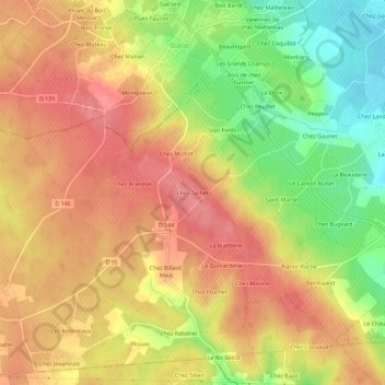 Mappa topografica Chez Tachet, altitudine, rilievo
