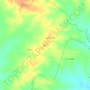 Mappa topografica Kamo, altitudine, rilievo