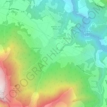 Mappa topografica Cordéac, altitudine, rilievo