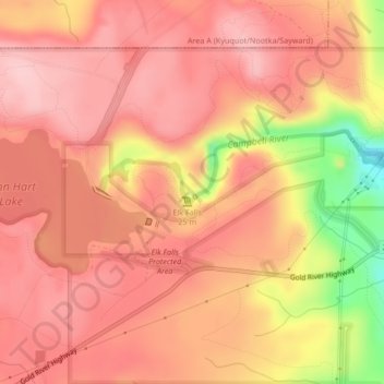 Mappa topografica Elk Falls Viewing Platform, altitudine, rilievo