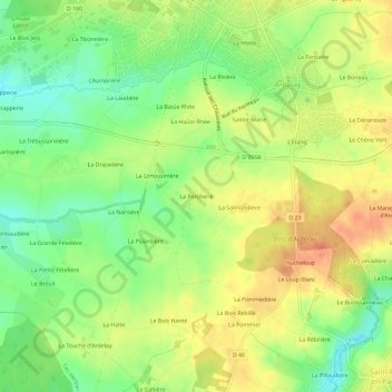 Mappa topografica La Porcherie, altitudine, rilievo