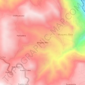 Mappa topografica Muquecc Alto, altitudine, rilievo