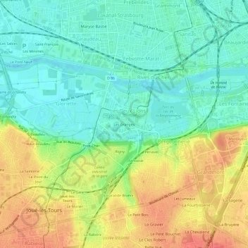 Mappa topografica Les Granges, altitudine, rilievo