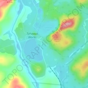 Mappa topografica Tahawus, altitudine, rilievo