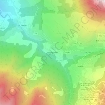 Mappa topografica Les Sagnettes, altitudine, rilievo