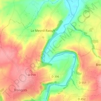 Mappa topografica L'Angle, altitudine, rilievo