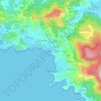 Mappa topografica Venere Azzurra, altitudine, rilievo