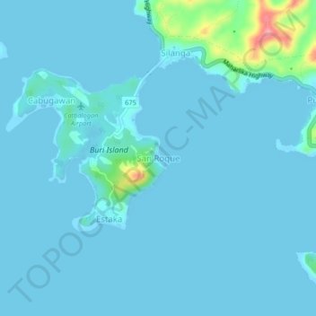 Mappa topografica San Roque, altitudine, rilievo