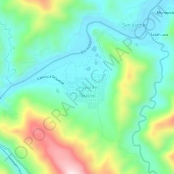Mappa topografica Teoponte, altitudine, rilievo