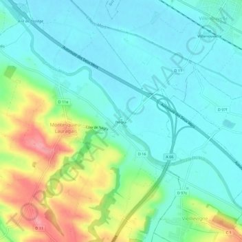 Mappa topografica Négra, altitudine, rilievo
