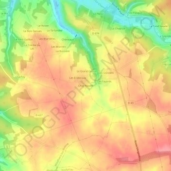 Mappa topografica Chez Naulet, altitudine, rilievo