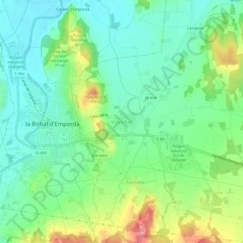 Mappa topografica Vulpellac, altitudine, rilievo