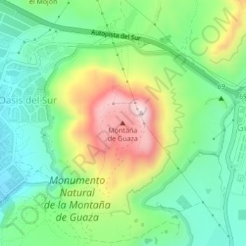 Mappa topografica Montaña de Guaza, altitudine, rilievo