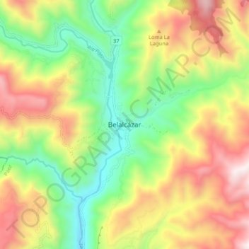 Mappa topografica Belalcázar, altitudine, rilievo