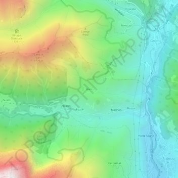 Mappa topografica Bani, altitudine, rilievo