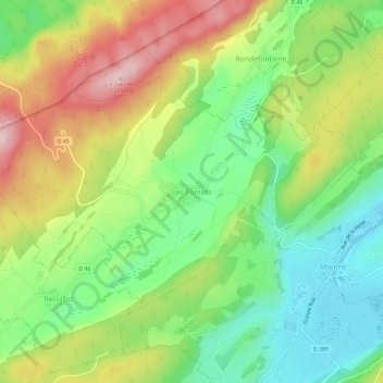 Mappa topografica Les Pontets, altitudine, rilievo