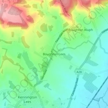 Mappa topografica Boughton Lees, altitudine, rilievo