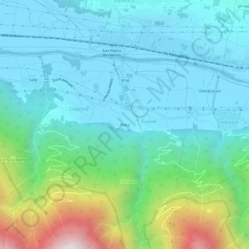 Mappa topografica Poira, altitudine, rilievo