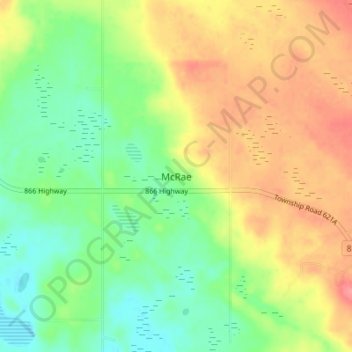 Mappa topografica McRae, altitudine, rilievo