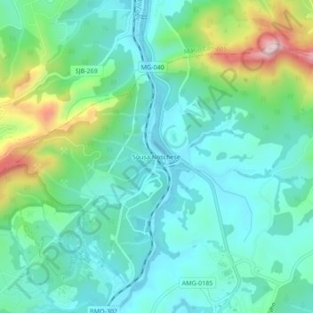 Mappa topografica Sousa Noschese, altitudine, rilievo