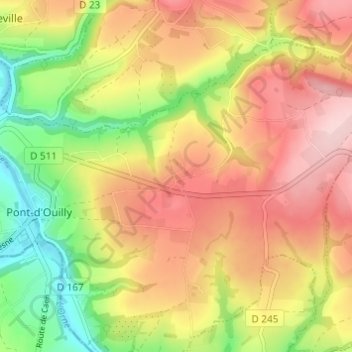 Mappa topografica Le Bourg d'Ouilly, altitudine, rilievo